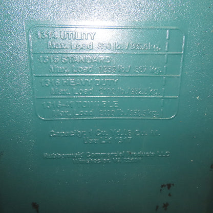 Rubbermaid No. 1314 1 Cubic Yard Commercial Plastic Hopper Tilt Truck 850Lbs.