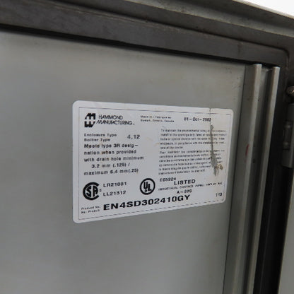Hammond EN4SD302410GY NEMA 4 12 10" x 24" x 30" Electrical Enclosure W/Backplate