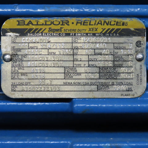 Paco CEM4400T 100Hp Centrifugal Pump Package 1450GPM 185TDH 230/460V Tested