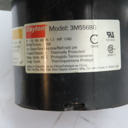 Dayton 3M556BG 1/40HP Direct Drive Squirrel Cage Blower Fan 115V 1.1A 1550RPM