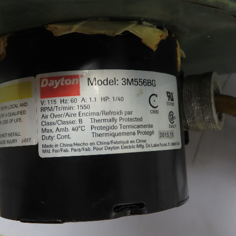 Dayton 3M556BG 1/40HP Direct Drive Squirrel Cage Blower Fan 115V 1.1A 1550RPM