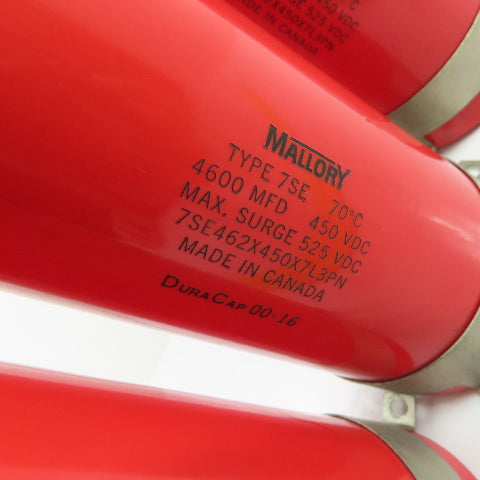 Mallory 7SE462X450X7L3PN Bank of 3 Electrolytic Capacitors 4600 MFD 450 VDC