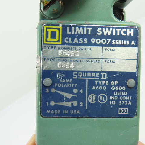 Square D 9007 C54B2 Class 9007 Ser A Roller Limit Switch C054