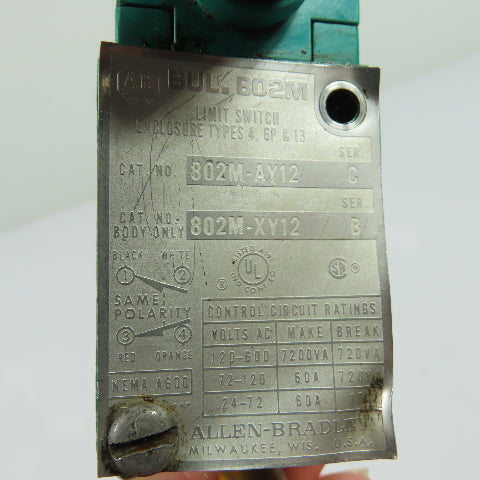 Allen-Bradley 802M-AY12 Bul. 802M Roller Lever Limit Switch