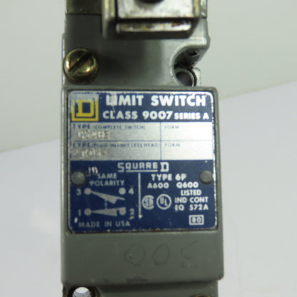 Square D 9007 C54B2 Class 9007 Roller Lever Limit Switch Ser A W/ 10° Head