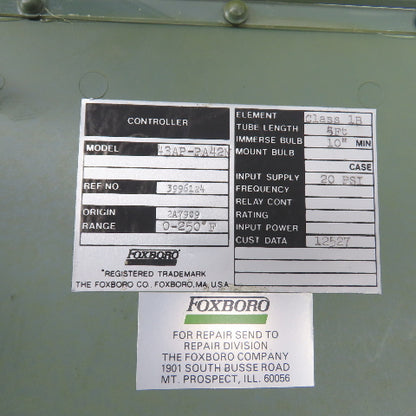 Foxboro 43AP-FA42N 43AP Pneumatic Indicating Controller 0-250°F 20 PSI