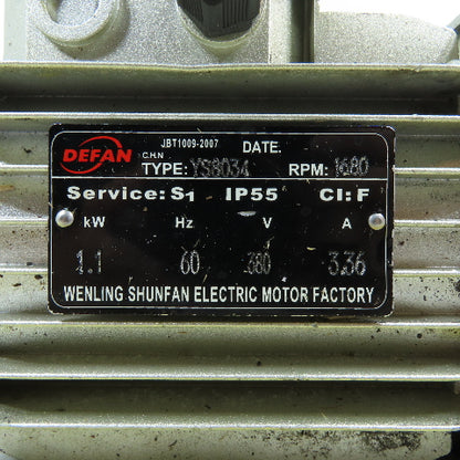 Defan YS8034 1.1kW Electric Motor 380V 60Hz 1680RPM