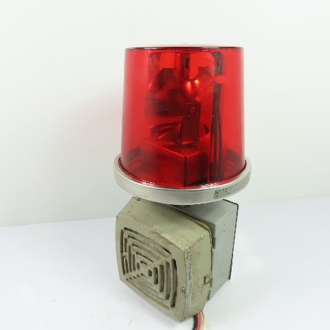 Edwards 52-R AdaptaBeacon Flashing Warning Light Red W/ 874-N5 Horn 120V 1Ph
