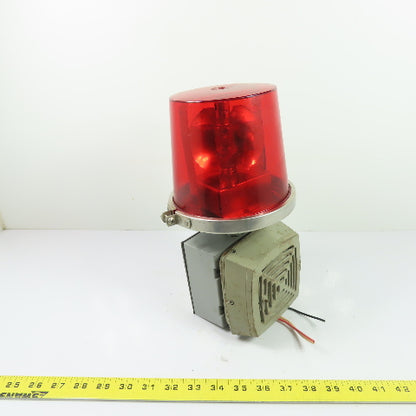 Edwards 52-R AdaptaBeacon Flashing Warning Light Red W/ 874-N5 Horn 120V 1Ph