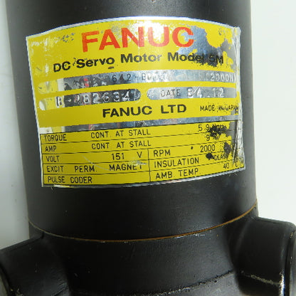 Fanuc A06B-0642-B011 Model 5M DC Servo Motor 151V 2000RPM 5.9Nm 9A