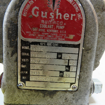 Gusher 9025-L .25HP Immersion Coolant Pump 230/460V 3Ph 3450RPM