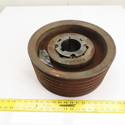 SPC 375 6 6-Groove V-Belt Pulley Sheave 15-1/8" OD x 6-3/8" W W/ TL-4040-3-5/8"