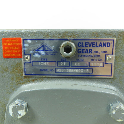 Cleveland Gear M2013BAH60C-S 60:1 Worm Gear Speed Reducer Size 21 C-Face Input