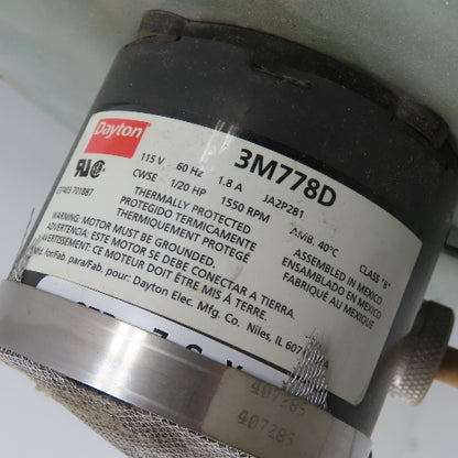 Dayton 3M778D 1/20HP Direct Drive Squirrel Cage Blower Fan 115V 1Ph 1.8A 1550RPM