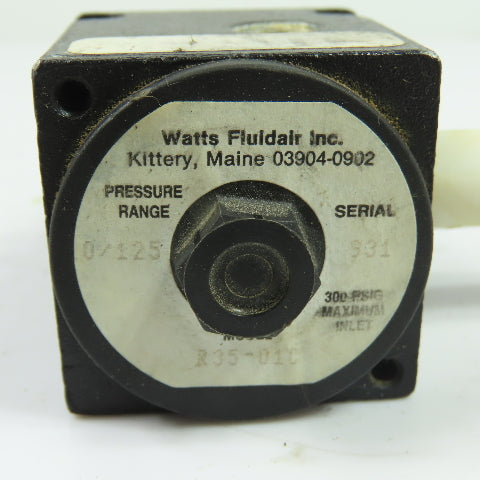 Watts Fluidair R35-01C 0-125PSI Air Pressure Regulator 300PSIG Max Inlet 1/8"NPT