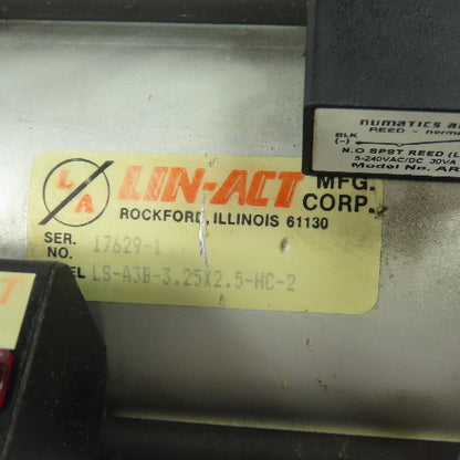Lin-Act LS-A3B-3.25X2.5-HC-2 3.25" Bore x 2.5" Stroke Double Acting Air Cylinder