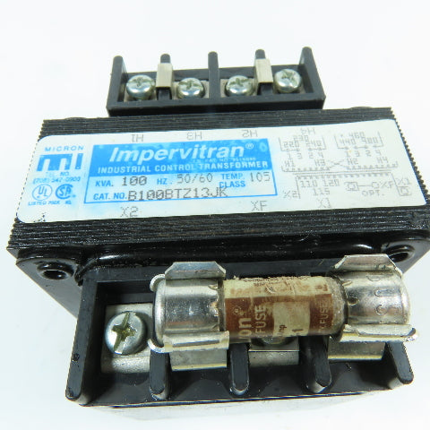 Micron B100BTZ13JK 100VA Control Transformer 220-480V Pri 110-115V Sec