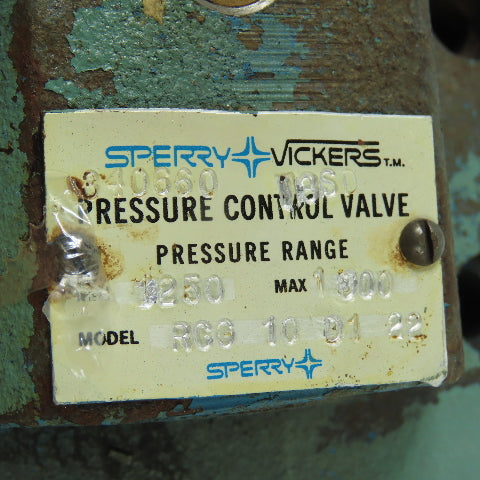 Sperry Vickers RCG 10 D1 22 Direct Pressure Hydraulic Control Valve 250-1000 PSI