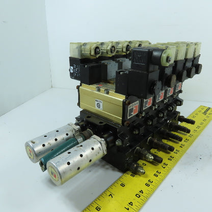 Ross W6476B2407 5/2 Way 5 Station Pneumatic Solenoid Valve Manifold 110-120VAC