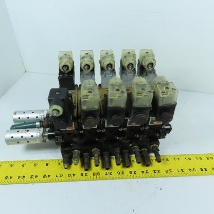 Ross W6476B2407 5/2 Way 5 Station Pneumatic Solenoid Valve Manifold 110-120VAC