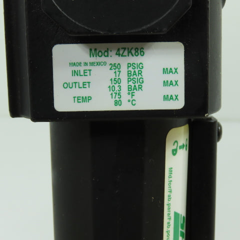 Speedaire 4ZK86 Filter/Regulator Combo 80 CFM 1/4" NPT 250 PSI