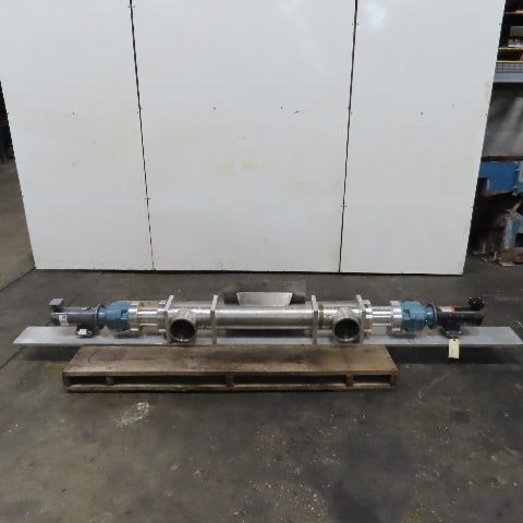 0.5HP 90VDC Dual Drive/Discharge SS Screw Auger Conveyor Feeder 14.5"x9" Intake