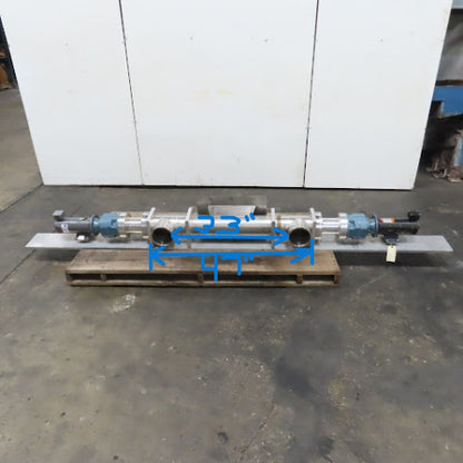 0.5HP 90VDC Dual Drive/Discharge SS Screw Auger Conveyor Feeder 14.5"x9" Intake