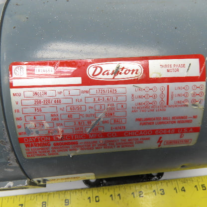 Dayton 3N012H 1HP Electric Motor 208-220/440V 3Ph 1725/1425RPM F56