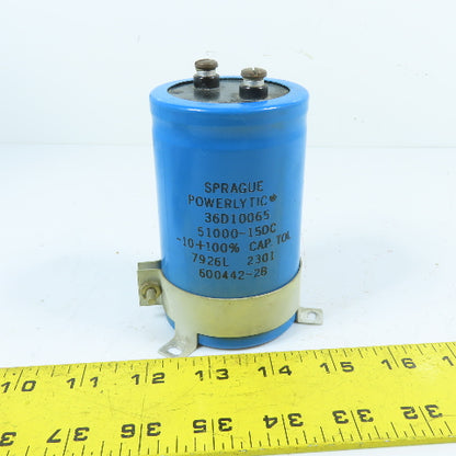 Sprague 36D10065 51000MFD 15VDC Large Can Screw Terminal Electrolytic Capacitor
