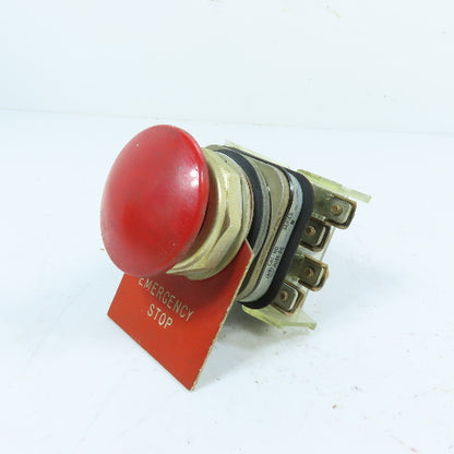 Allen-Bradley 800T-DC Red Mushroom Head Emergency Stop Pushbutton 600VAC
