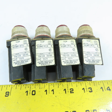 Allen-Bradley 800MR-P16 Red Indicator Pilot Light 110/120V Lot Of 4