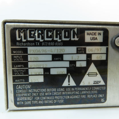 MERCRON FX0696-4/120 F20T12 4-Lamp Fluorescent Power Supply 120V