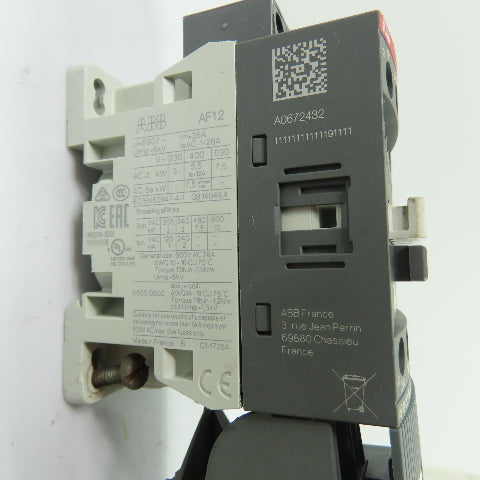 ABB AF12-30-10-13 3-Pole IEC Contactor w/EF19-18.9 Overload Relay 100-250V Coil