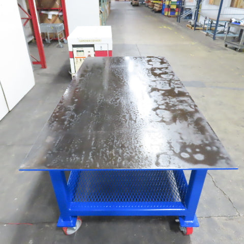 NEW 96"x 48"x 34"H - 1/2" Top Steel Top Rolling Work Bench Welding Table W/Shelf
