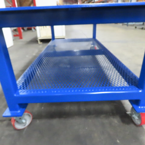 NEW 96"x 48"x 34"H - 1/2" Top Steel Top Rolling Work Bench Welding Table W/Shelf
