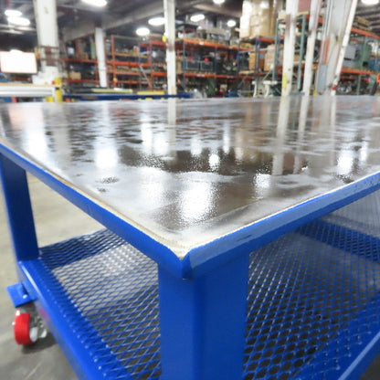 NEW 96"x 48"x 34"H - 1/2" Top Steel Top Rolling Work Bench Welding Table W/Shelf