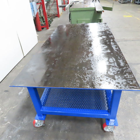 NEW 96"x 48"x 34"H - 1/2" Top Steel Top Rolling Work Bench Welding Table W/Shelf