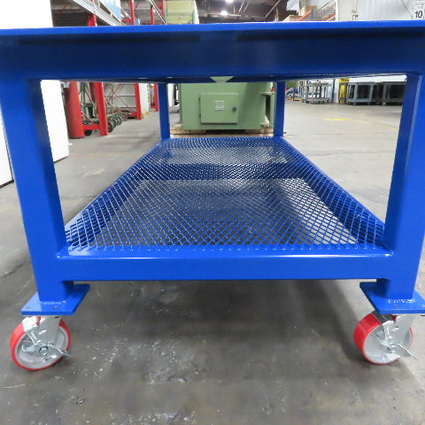 NEW 96"x 48"x 34"H - 1/2" Top Steel Top Rolling Work Bench Welding Table W/Shelf