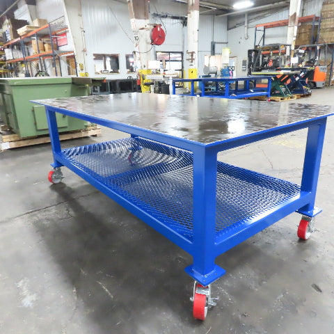 NEW 96"x 48"x 34"H - 1/2" Top Steel Top Rolling Work Bench Welding Table W/Shelf