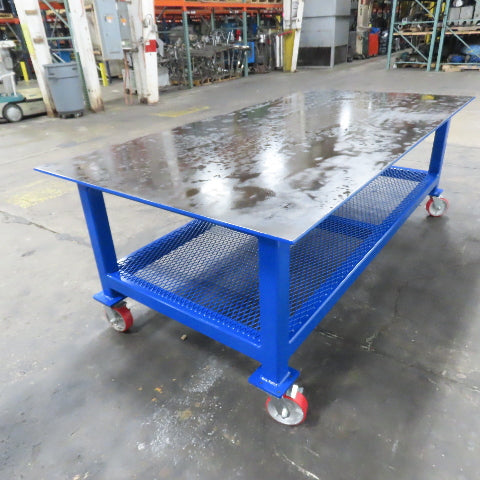 NEW 96"x 48"x 34"H - 1/2" Top Steel Top Rolling Work Bench Welding Table W/Shelf