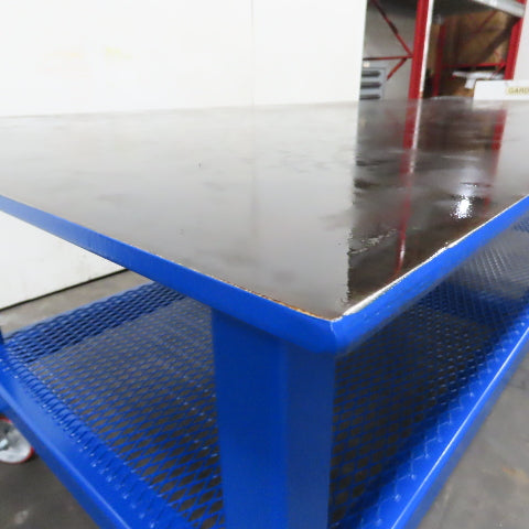 NEW 96"x 48"x 34"H - 1/2" Top Steel Top Rolling Work Bench Welding Table W/Shelf