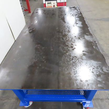 NEW 96"x 48"x 34"H - 1/2" Top Steel Top Rolling Work Bench Welding Table W/Shelf