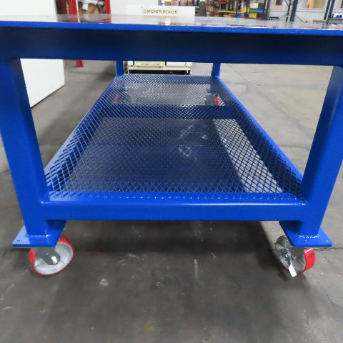 NEW 96"x 48"x 34"H - 1/2" Top Steel Top Rolling Work Bench Welding Table W/Shelf