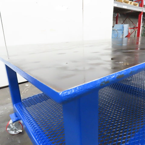 NEW 96"x 48"x 34"H - 1/2" Top Steel Top Rolling Work Bench Welding Table W/Shelf