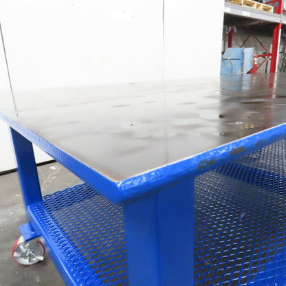 NEW 96"x 48"x 34"H - 1/2" Top Steel Top Rolling Work Bench Welding Table W/Shelf