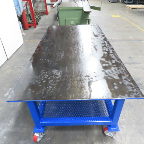 NEW 96"x 48"x 34"H - 1/2" Top Steel Top Rolling Work Bench Welding Table W/Shelf