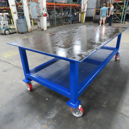 NEW 96"x 48"x 34"H - 1/2" Top Steel Top Rolling Work Bench Welding Table W/Shelf