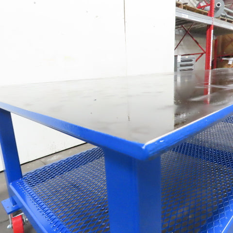 NEW 96"x 48"x 34"H - 1/2" Top Steel Top Rolling Work Bench Welding Table W/Shelf