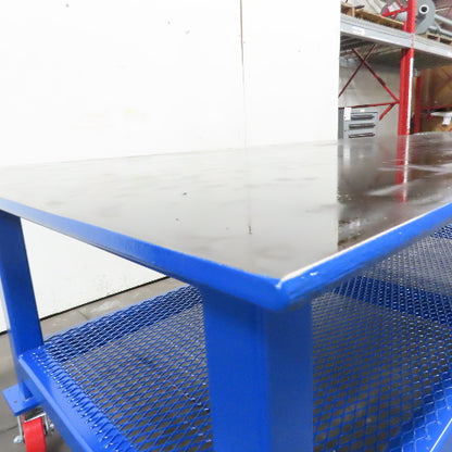NEW 96"x 48"x 34"H - 1/2" Top Steel Top Rolling Work Bench Welding Table W/Shelf