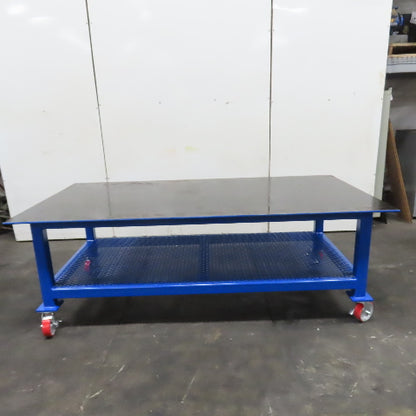 NEW 96"x 48"x 34"H - 1/2" Top Steel Top Rolling Work Bench Welding Table W/Shelf